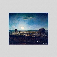 JD 메이크룩스 원작같은질감명화액자 장 프랑수아 밀레-밝은 달빛 아래 양 떼가 있는 공원